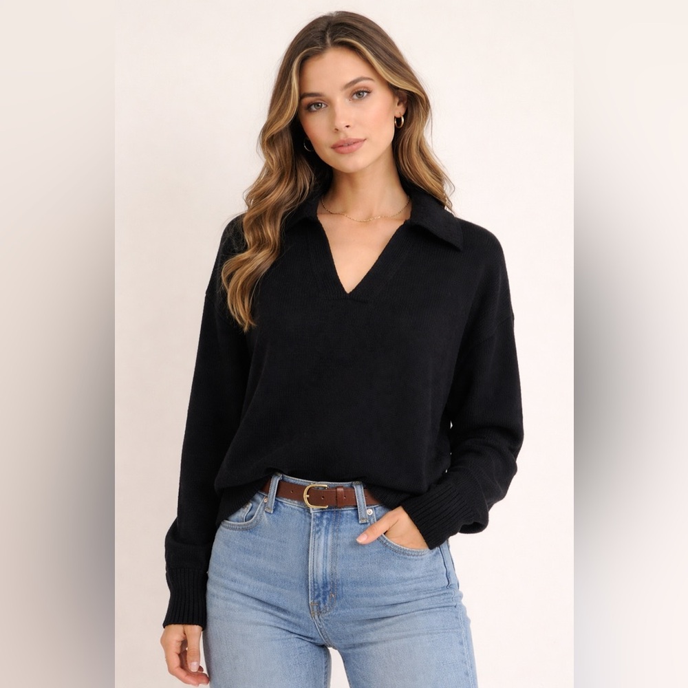 OLD NAVY || Black Polo V-Neck Sweater. Sz. M/P